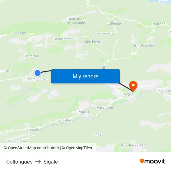 Collongues to Sigale map