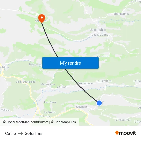 Caille to Soleilhas map