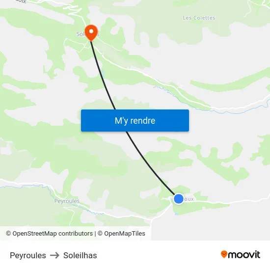 Peyroules to Soleilhas map