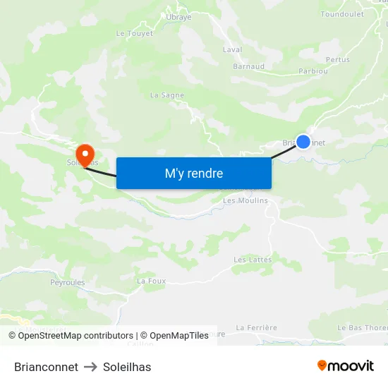 Brianconnet to Soleilhas map