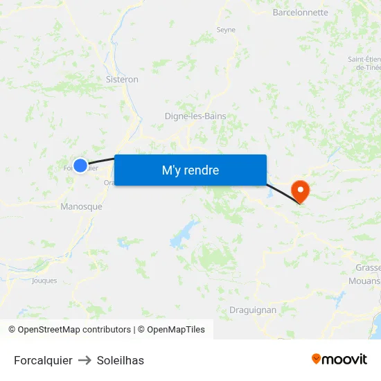 Forcalquier to Soleilhas map