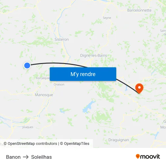 Banon to Soleilhas map