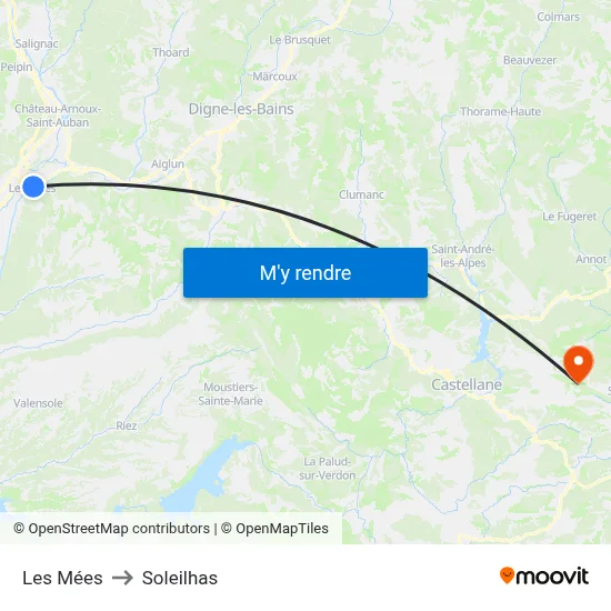 Les Mées to Soleilhas map