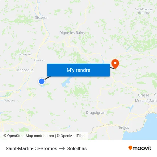 Saint-Martin-De-Brômes to Soleilhas map