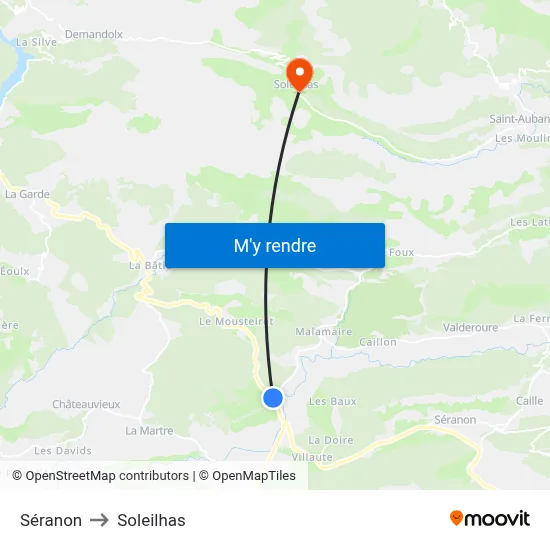 Séranon to Soleilhas map