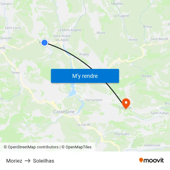 Moriez to Soleilhas map