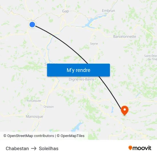 Chabestan to Soleilhas map