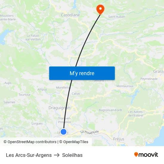 Les Arcs-Sur-Argens to Soleilhas map