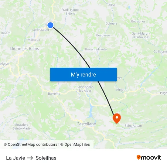 La Javie to Soleilhas map