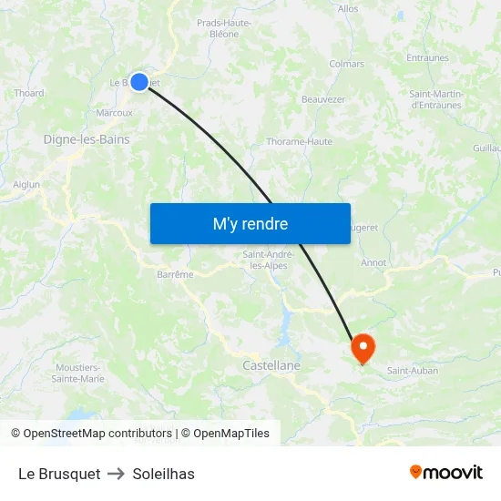 Le Brusquet to Soleilhas map