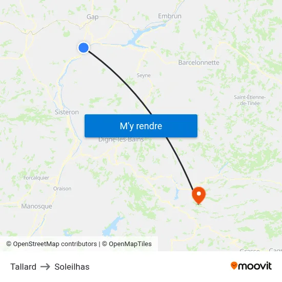 Tallard to Soleilhas map