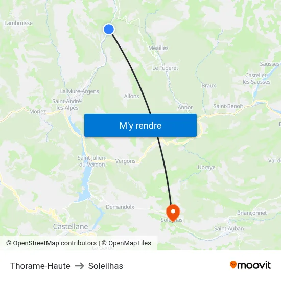 Thorame-Haute to Soleilhas map