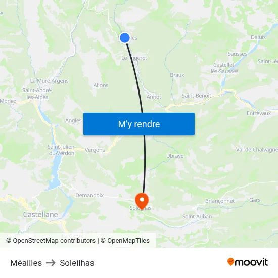 Méailles to Soleilhas map