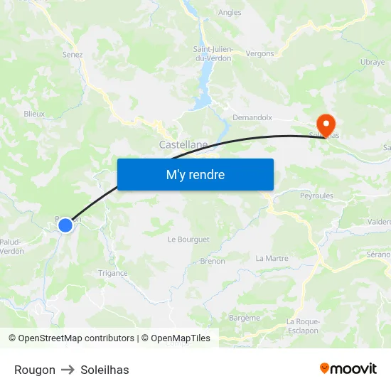 Rougon to Soleilhas map