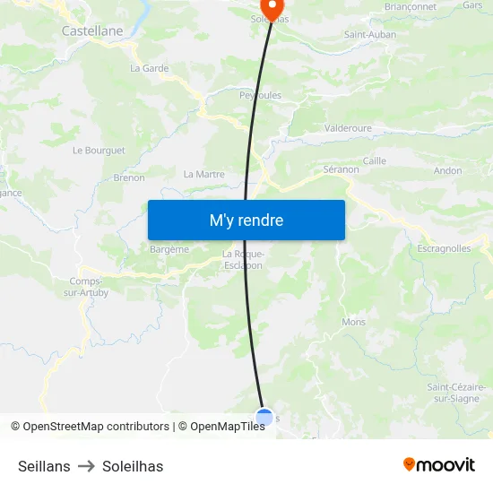 Seillans to Soleilhas map