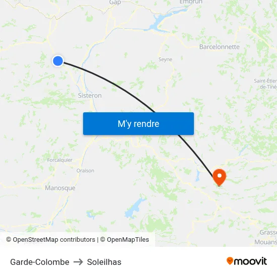 Garde-Colombe to Soleilhas map