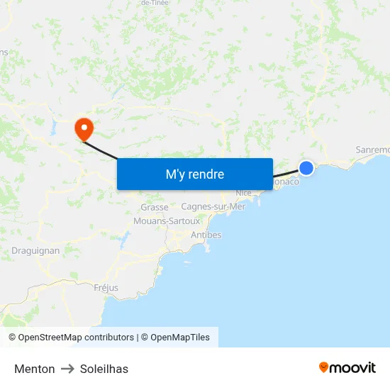 Menton to Soleilhas map