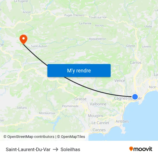 Saint-Laurent-Du-Var to Soleilhas map