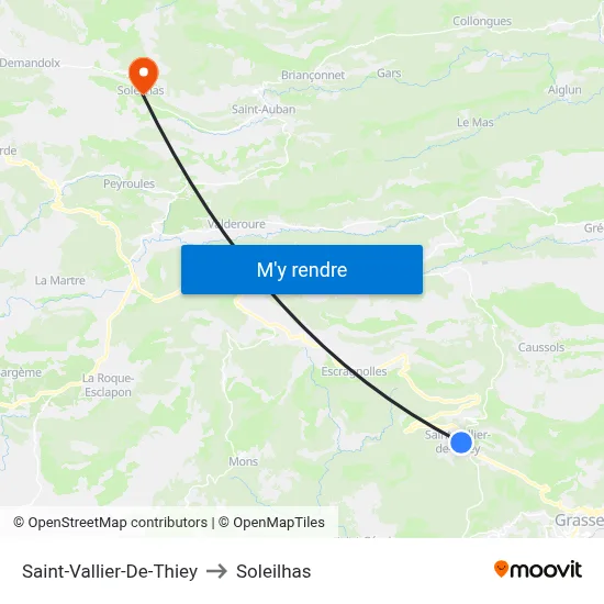 Saint-Vallier-De-Thiey to Soleilhas map