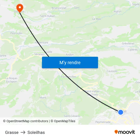 Grasse to Soleilhas map