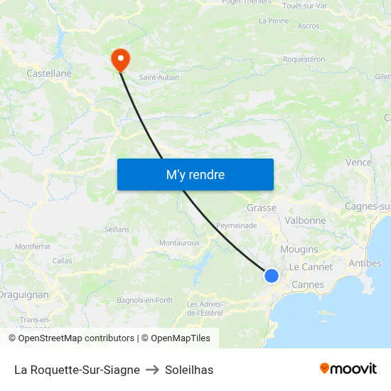 La Roquette-Sur-Siagne to Soleilhas map