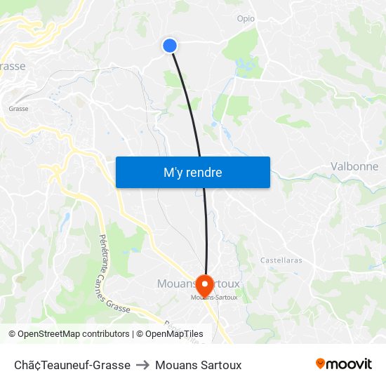 Chã¢Teauneuf-Grasse to Mouans Sartoux map