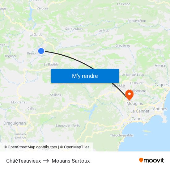 Chã¢Teauvieux to Mouans Sartoux map