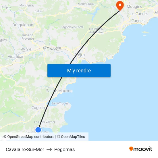 Cavalaire-Sur-Mer to Pegomas map