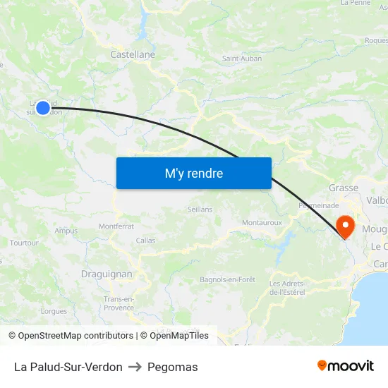 La Palud-Sur-Verdon to Pegomas map