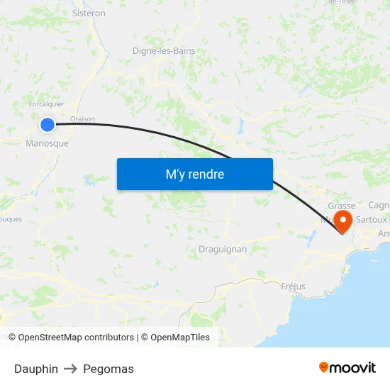 Dauphin to Pegomas map