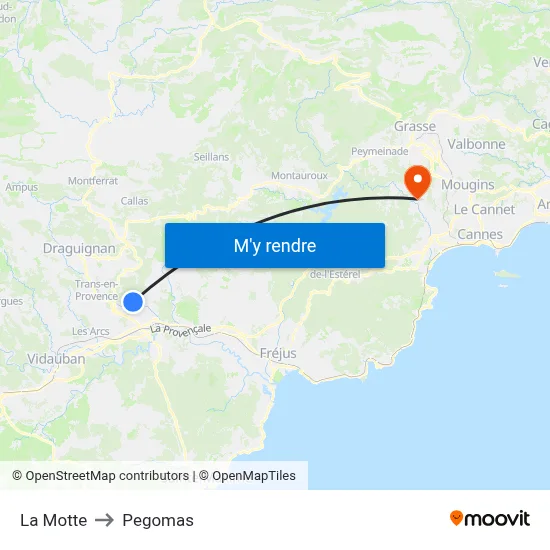 La Motte to Pegomas map