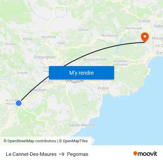 Le Cannet-Des-Maures to Pegomas map