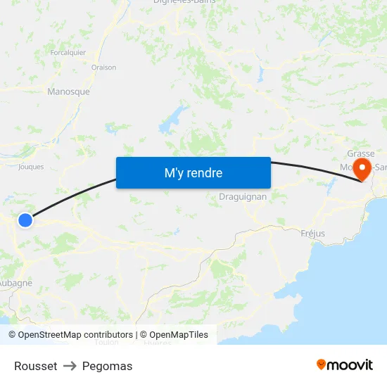 Rousset to Pegomas map
