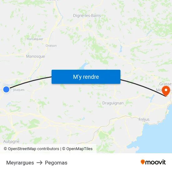 Meyrargues to Pegomas map