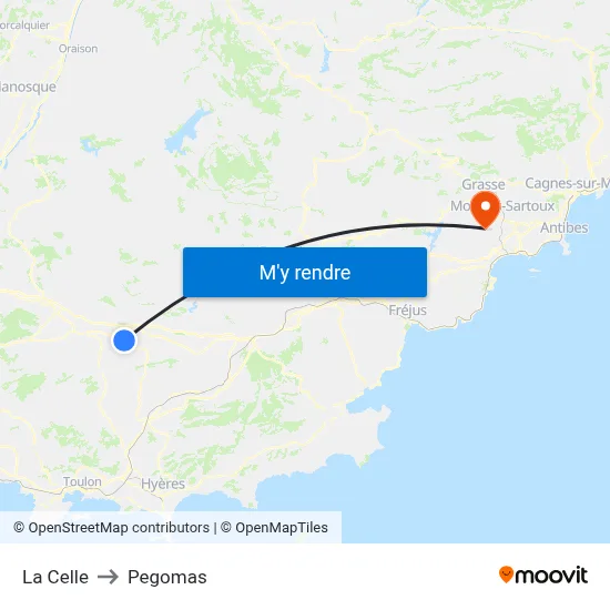 La Celle to Pegomas map