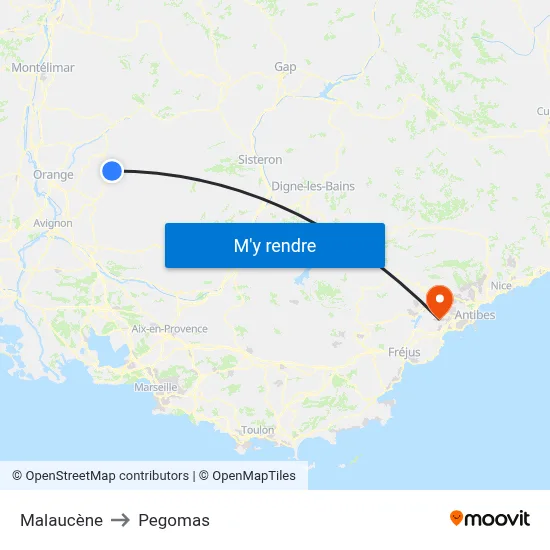 Malaucène to Pegomas map