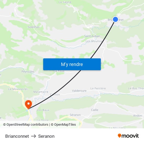 Brianconnet to Seranon map