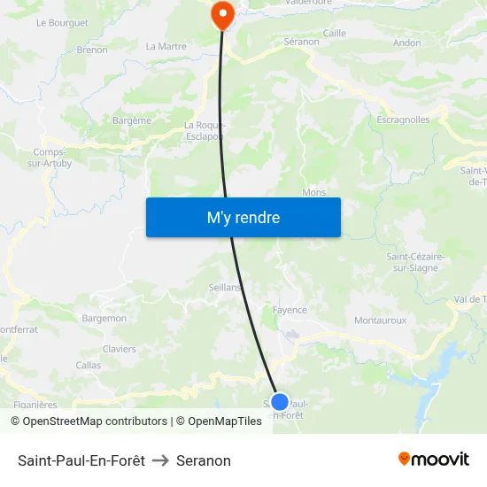 Saint-Paul-En-Forêt to Seranon map
