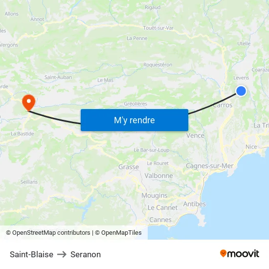 Saint-Blaise to Seranon map
