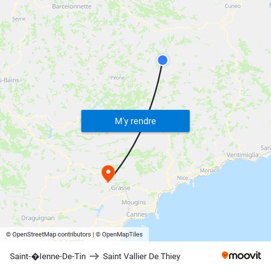 Saint-�Ienne-De-Tin to Saint Vallier De Thiey map