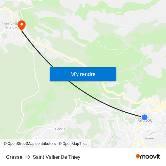 Grasse to Saint Vallier De Thiey map