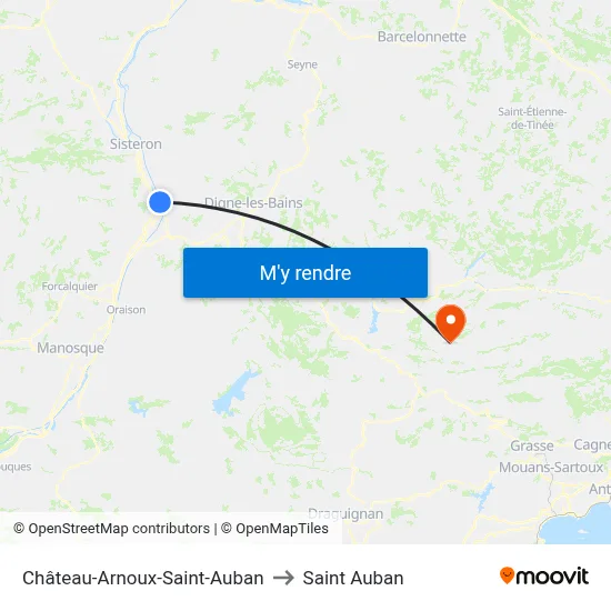 Château-Arnoux-Saint-Auban to Saint Auban map