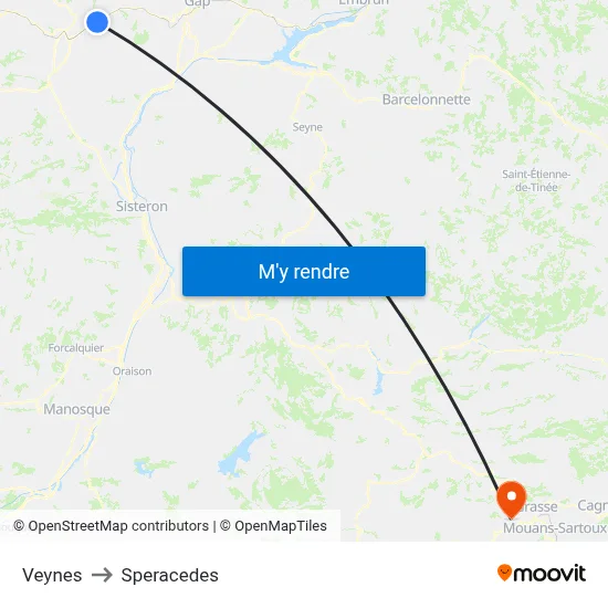 Veynes to Speracedes map