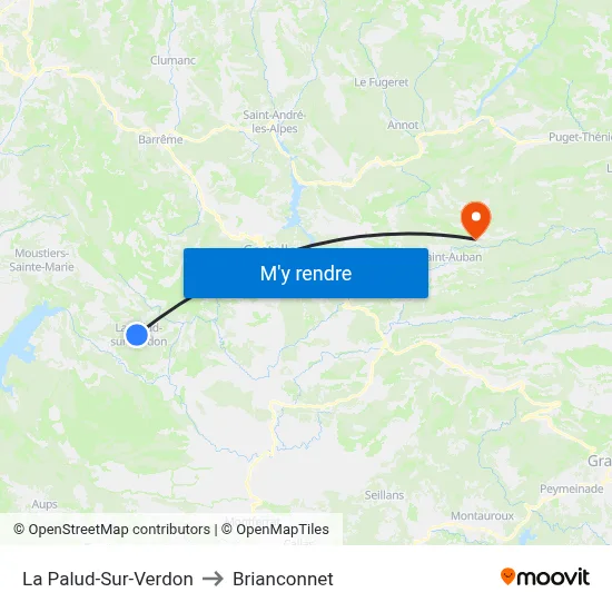 La Palud-Sur-Verdon to Brianconnet map