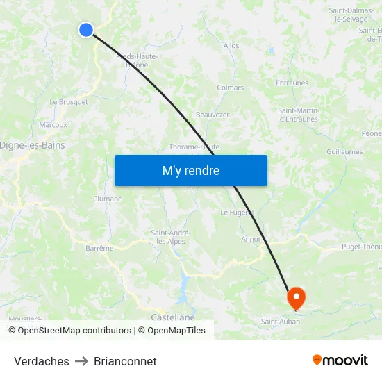 Verdaches to Brianconnet map