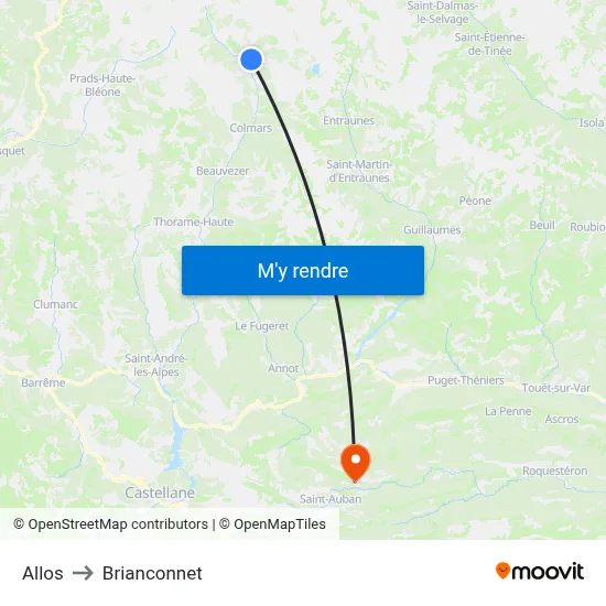 Allos to Brianconnet map