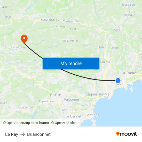 Le Ray to Brianconnet map