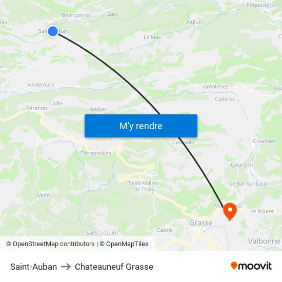 Saint-Auban to Chateauneuf Grasse map