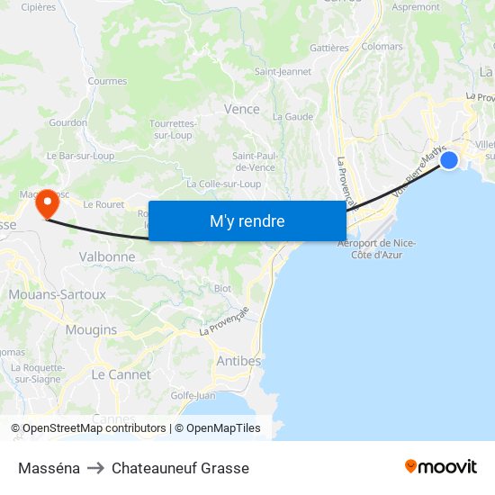 Masséna to Chateauneuf Grasse map