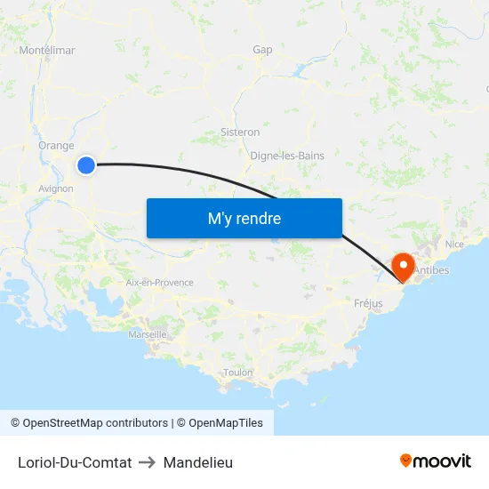 Loriol-Du-Comtat to Mandelieu map